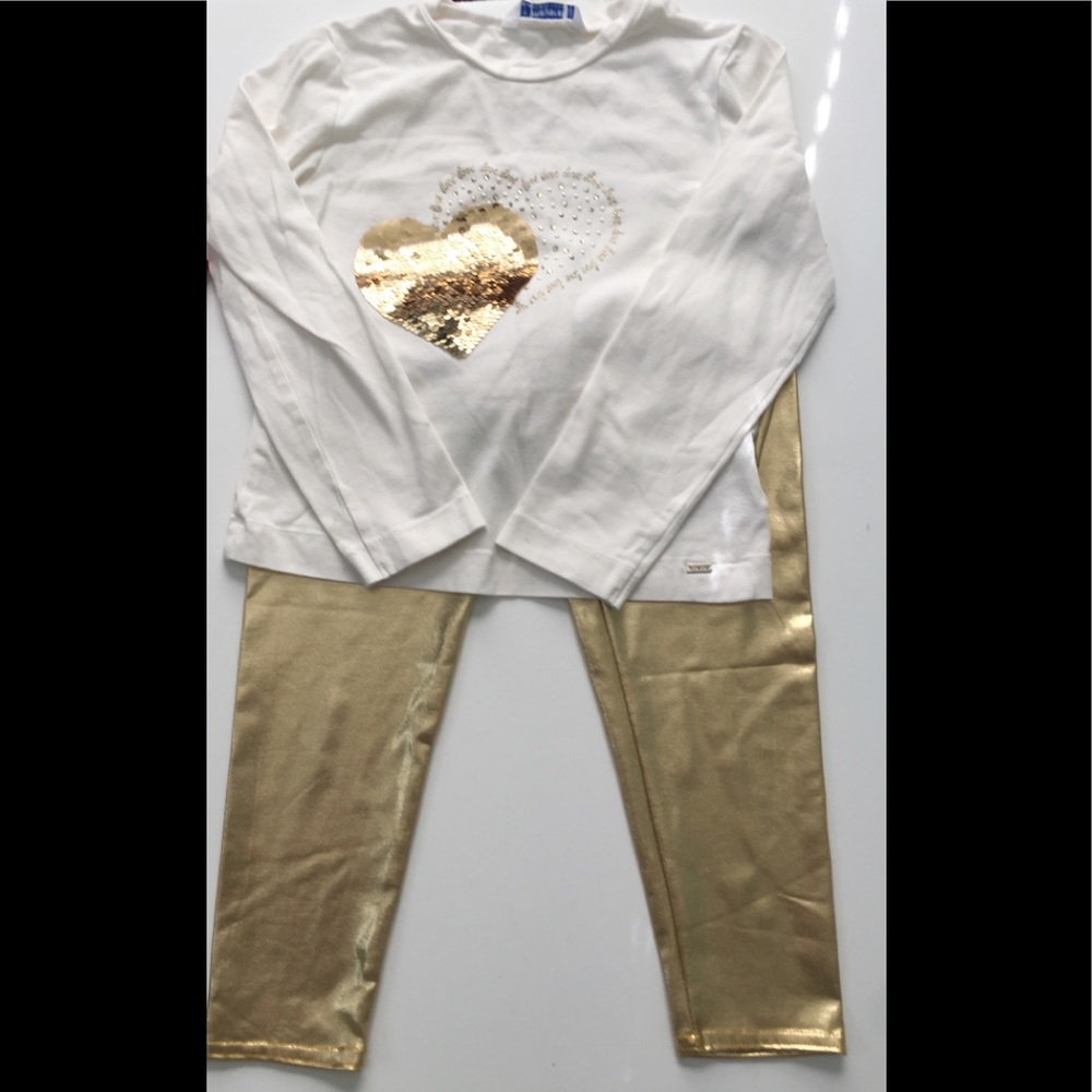 Gold and white pants set
